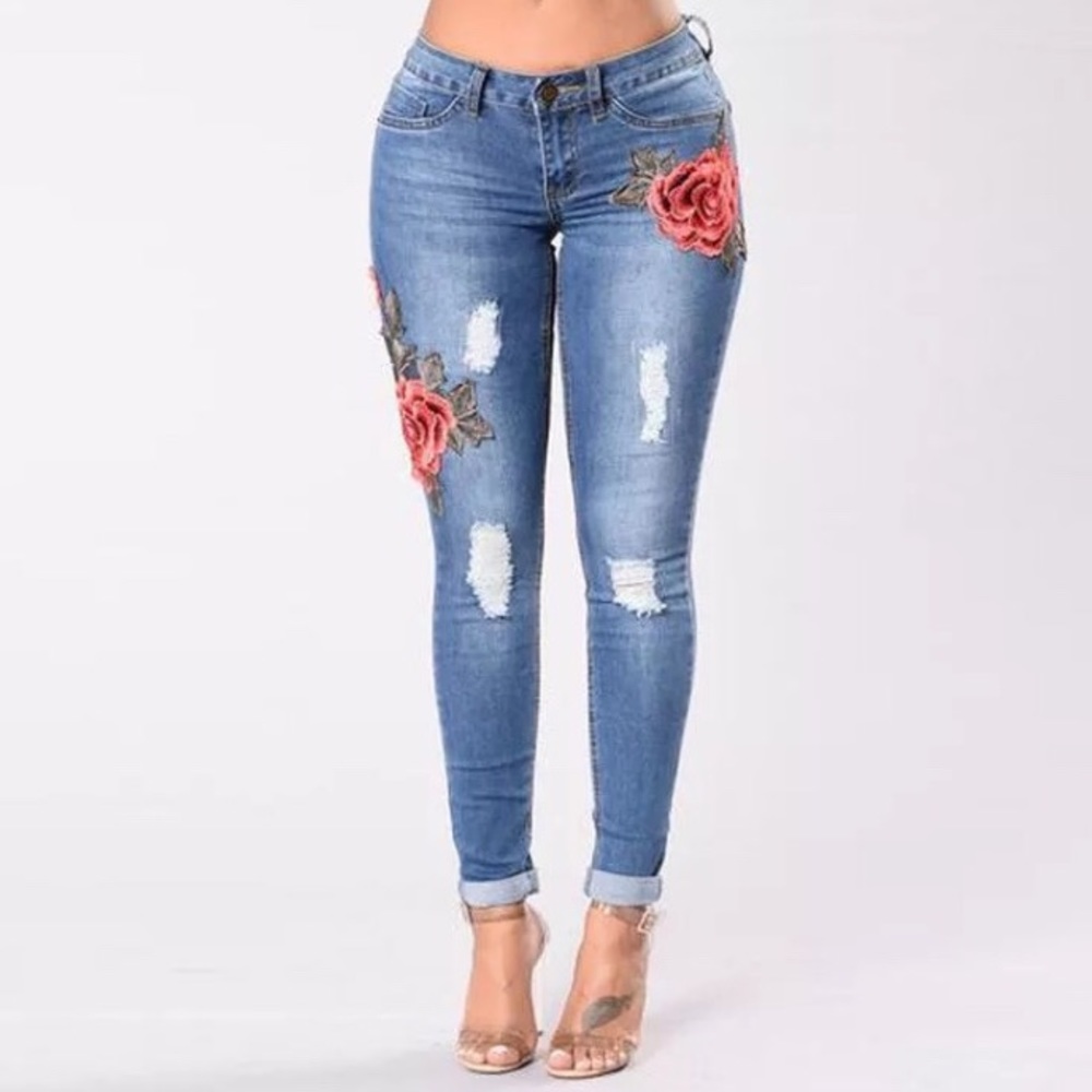 Floral jeans